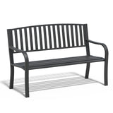 SHGJ&SOFT 50" Outdoor Bench Metal, Heavy-Duty Garden Bench Outdoor, Weatherproof Cast Iron Frame, 500LB Capacity Anti-Rust Patio Park Bench for Porch, Yard, Lawn SHGJ&SOFT