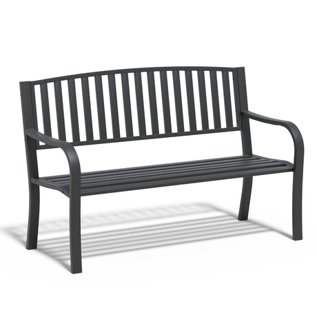 SHGJ&SOFT 50" Outdoor Bench Metal, Heavy-Duty Garden Bench Outdoor, Weatherproof Cast Iron Frame, 500LB Capacity Anti-Rust Patio Park Bench for Porch, Yard, Lawn SHGJ&SOFT