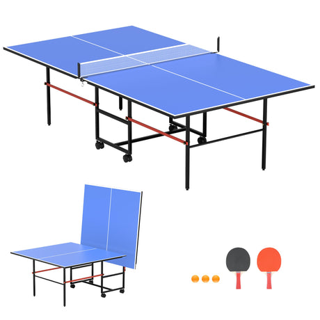 Professional Foldable Ping Pong Table for Indoor & Outdoor - 8FT Mid-Size Table Tennis Table with Net, 2 Table Tennis Paddles and 3 Balls - Quick & Easy Assembly DUDUSHIMAN