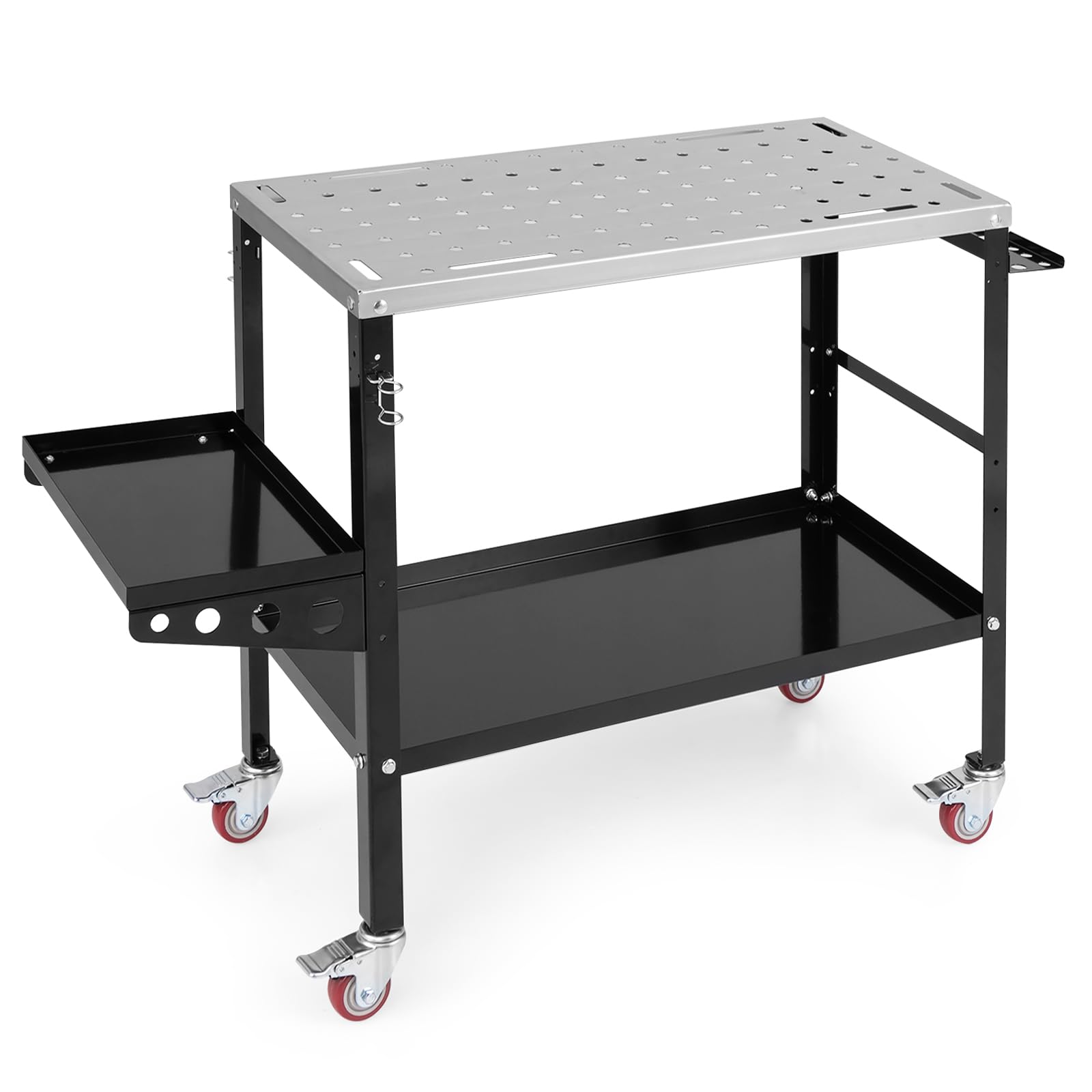 ERGOMASTER Rolling Welding Table, 36'' x 18'' Welding Table Top, 1200LBS Steel Welding Workbench Table with Wheels, 5/8’’ Holes, 8 Tool Slots, 2 Nozzle Holders, Welding Cart for Welding Sawin - WoodArtSupply