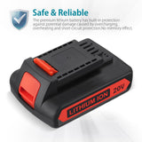 LBXR20 20V 3.0Ah Replacement for Black and Decker 20V Lithium Battery LB20 LBX20 LBXR20-OPE LBXR2020-OPE LB2X4020-OPE LBXR20B-2 LST220 LST300,with 16V/20V Multiple Volt Output Battery Charger ORHFS