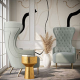 TOV Furniture Jezebel 19.7" Modern Velvet and Plywood Wingback Chair in Gray WoodArtSupply