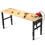 OLBRUS 60" Heavy-Duty Adjustable Workbench for Workshop Office Garage Home, Hardwood Workstation, Heavy Duty 2000 LBS Load for Adjustable Foot Pads OLBRUS