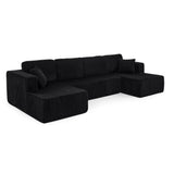 132" Boneless Sectional Cloud Couch Sofa for Living Room, U-Shaped Couch with Double Chaise Lounge, Comfy Memory Foam Modular Sofas Couches for Living Room (Black, 132.48" U-Shaped) OUEEEDD
