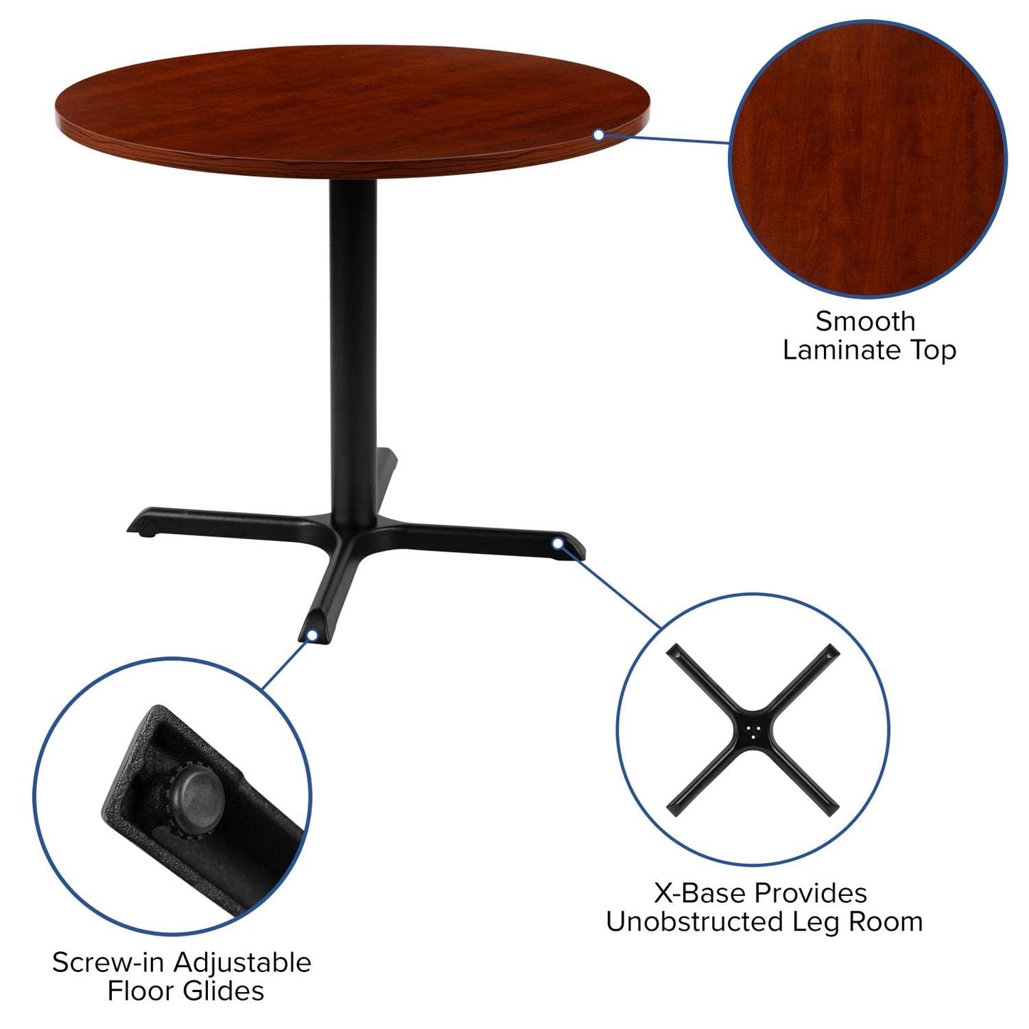 Flash Furniture Chapman 36" Round Multipurpose Conference Table, Business Meeting Table for Office and Conference Rooms, Cherry - WoodArtSupply