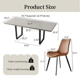 ZckyCine Dining Table Set for 6, Modern Wooden Expandable Dining Table and Leather Dining Chairs 6-Piece Set, Table and Chairs 6-Piece Set, Ideal for Kitchen Dining ZckyCine