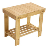 KKTONER Bamboo Step Stool with Storage Shower Bench with Shelf Foot Stool for Bathroom Living Room Bedroom Natural Color KKTONER