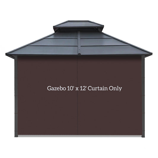 Gazebo Privacy Curtain with Zipper Side Wall Universal Replacement for 10' x 12' Gazebo, Patio, Outdoor Canopy, Garden and Backyard, Coffee Brown (1-Panel Curtain Only) - WoodArtSupply