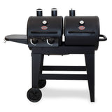 Char-Griller® Dual-Function 2-Burner 24,000 BTU Propane Gas and Charcoal Combination Grill and Smoker with 870 Cooking Square Inches in Black, Model E5030 Char-Griller