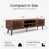 HAIOOU Mid Century Modern TV Stand, 52" Wooden TV Console with Slatted Sliding Doors and Storage for 50/55/60 Inch TV, Small Entertainment Center Media Console Cabinet for Living Room - Walnut Brown HAIOOU