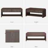 Oak&Sparrow 48'' Boho Coffee Table, Thickened Arc-Shaped Design with Rattan Drawer, Oak Table for Living Room