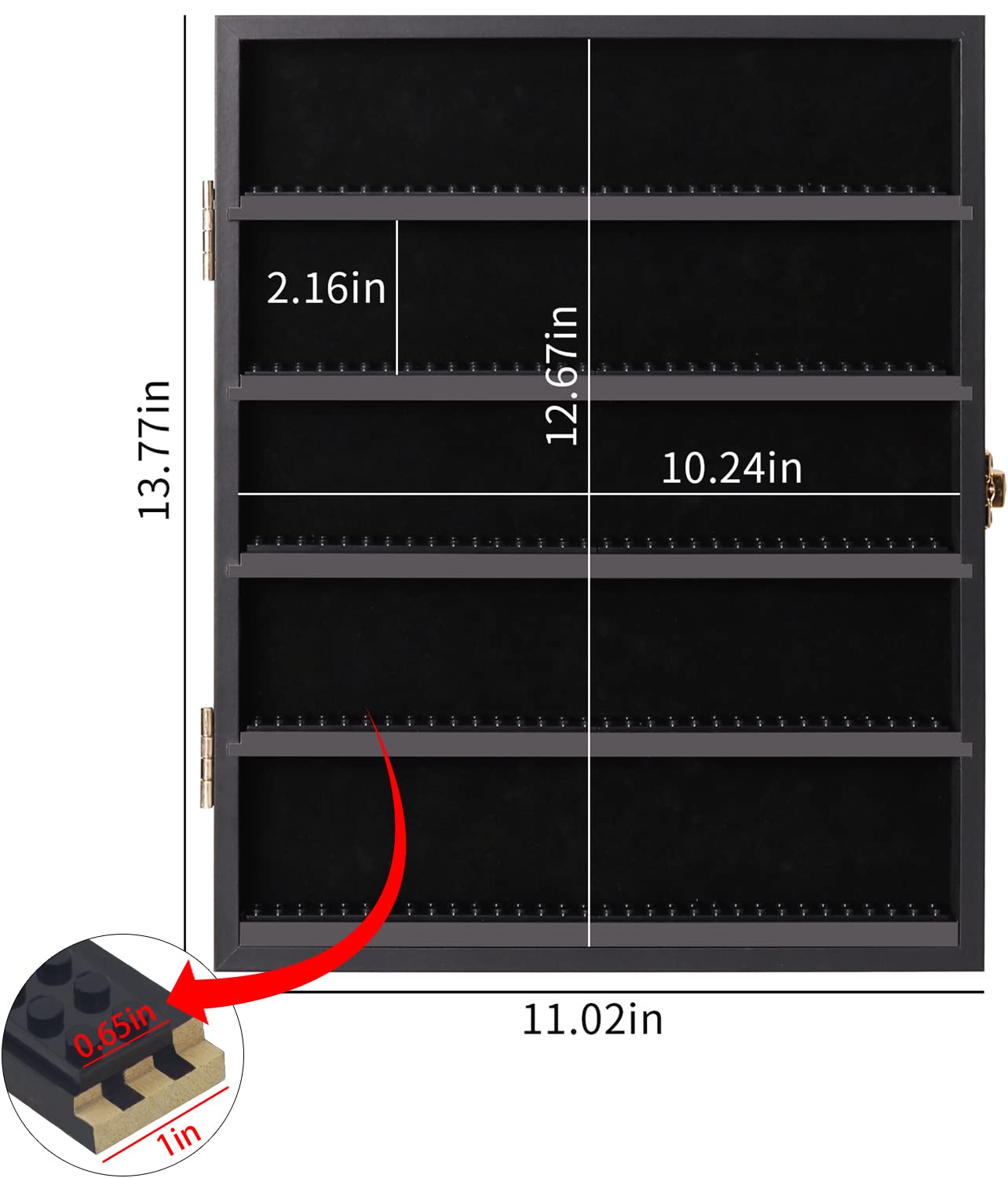 VERANI Minifigures Miniature Display Case Collectibles Display Box Wall Mount Figure Display Curio Cabinet with Lockable Anti Dust Door for Small Objects Lockable Removable Shelves - Small Black