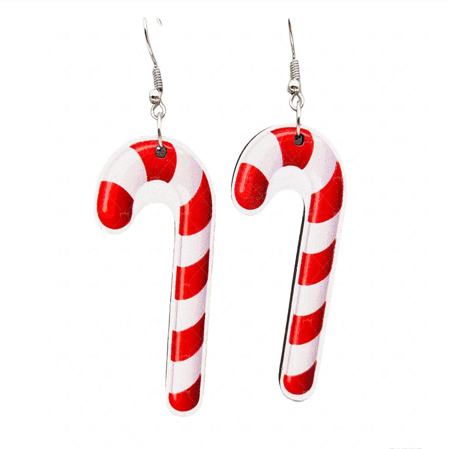 Christmas Candy Earrings for Women Teen Girls Funny Handmade Natural Wood Red Green Lollipop Candy Cane Ribbon Bow Swirl Lightweight Dangle Drop Earrings for Xmas Party Holiday Decoration Jewelry