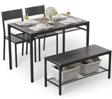 Gizoon Kitchen Table and 2 Chairs for 4 with Bench, 4 Piece Dining Table Set for Small Space, Apartment Gizoon