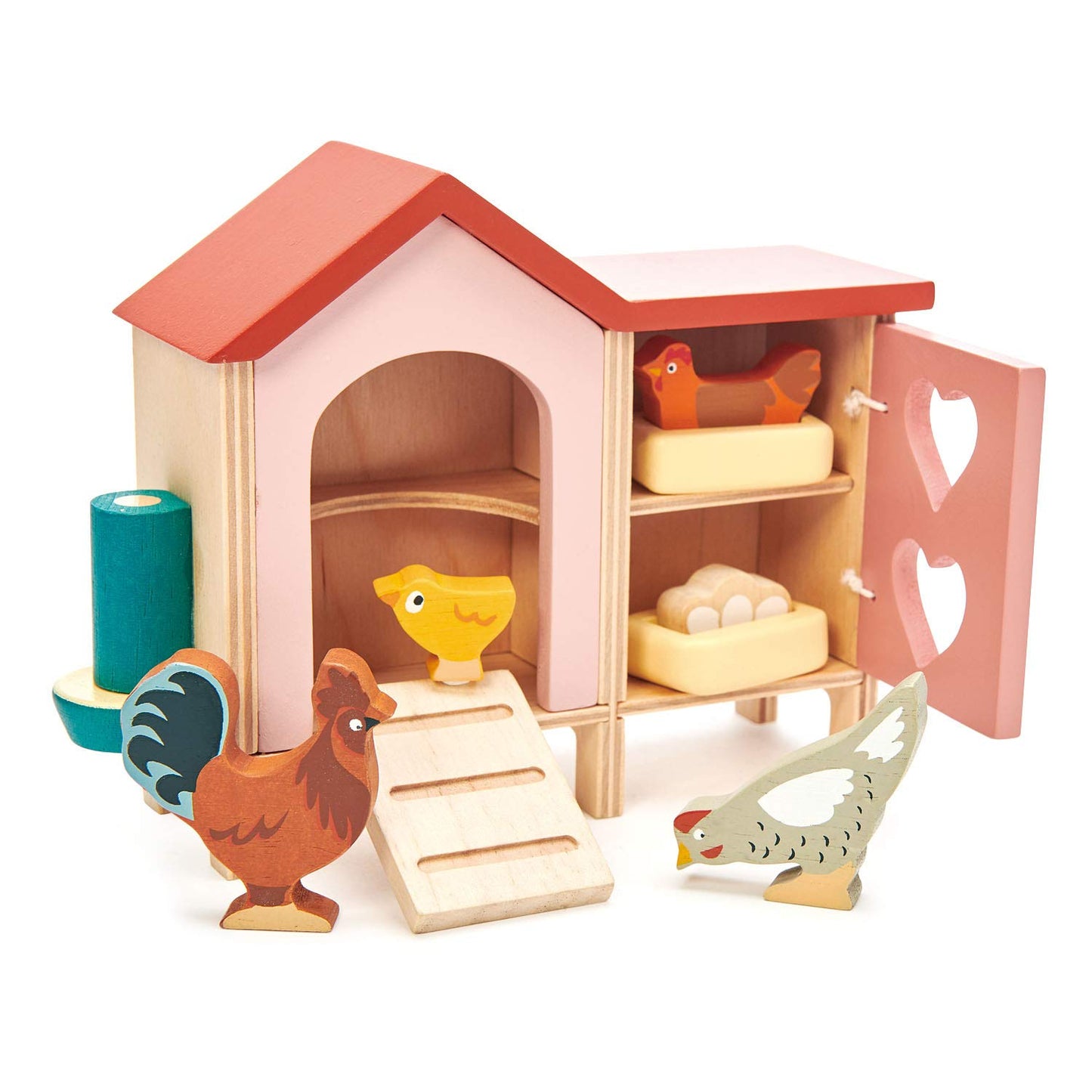 Tender Leaf Toys - Chicken Coop - 9 Pcs Miniature Henhouse Farm Animal Toys, Dollhouse Accessories Pretend Play Set for Kids Imaginative Play - Age 3+ - WoodArtSupply