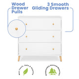 Delta Children Essex 3 Drawer Dresser with Interlocking Drawers, Bianca White/Natural Delta Children