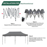 EROMMY 10' x 20' Pop Up Canopy Tent, Commercial Instant Canopy with Roller Bag, 6 Sand Bags, Outdoor Canopies for Festival, Event, Gray EROMMY