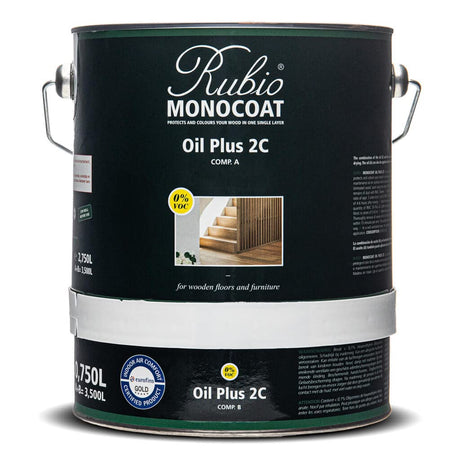 Rubio Monocoat Wood Oil Finish 1,750 ft² - Pure | Oil Plus 2C | Quick-Dry, Eco-Friendly Linseed Wood Oil for Indoor Use, Includes Accelerator (Part B) | Protector | 3.5 L Rubio Monocoat