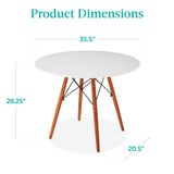 Best Choice Products 35.5in Round Dining Table, Compact Mid-Century Modern Table for 2-4, Home, Kitchen, Apartment w/Beech Wood Legs, Metal Frame - White Best Choice Products