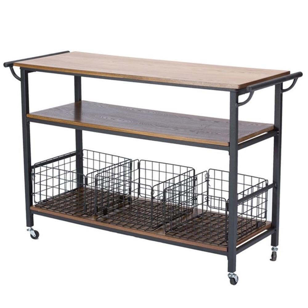 Baxton Studio Lancashire Wood and Metal Kitchen Cart, Brown Baxton Studio