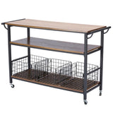 Baxton Studio Lancashire Wood and Metal Kitchen Cart, Brown Baxton Studio