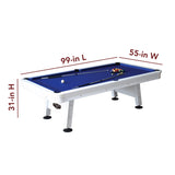 Hathaway Alpine 8-ft Outdoor Pool Table with Aluminum Frame and Waterproof, UV-Resistant Felt - Includes Accessories, White Hathaway
