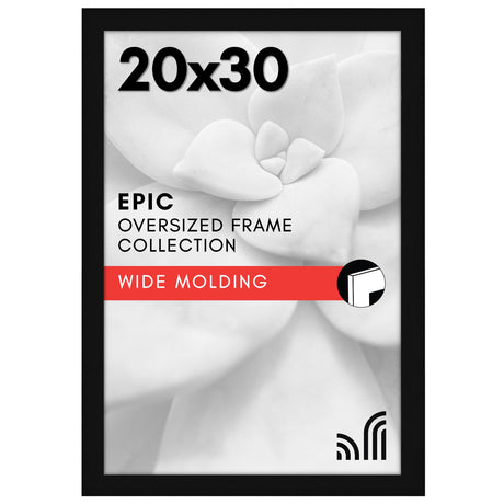 Americanflat 20x30 Poster Frame with Polished Plexiglass - Black Picture Frame - Wide Photo Frames Made of Engineered Wood for Vertical or Horizontal Wall Display - Epic Collection - Black Americanflat