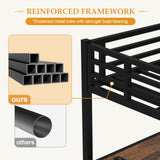 MAKIAAP Twin XL Size Metal Loft Bed with Desk & Ladder, LED Lights & Charging Station, Sturdy Noise-Free Frame for Kids, Teens & Adults, 350LBS, Space-Saving Design (Black, Twin XL) MAKIAAP