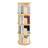 ZAWAYINE 4-Tier 360° Rotating Wooden Bookshelf with Stackable Shelves for Living Room and Office Storage ZAWAYINE