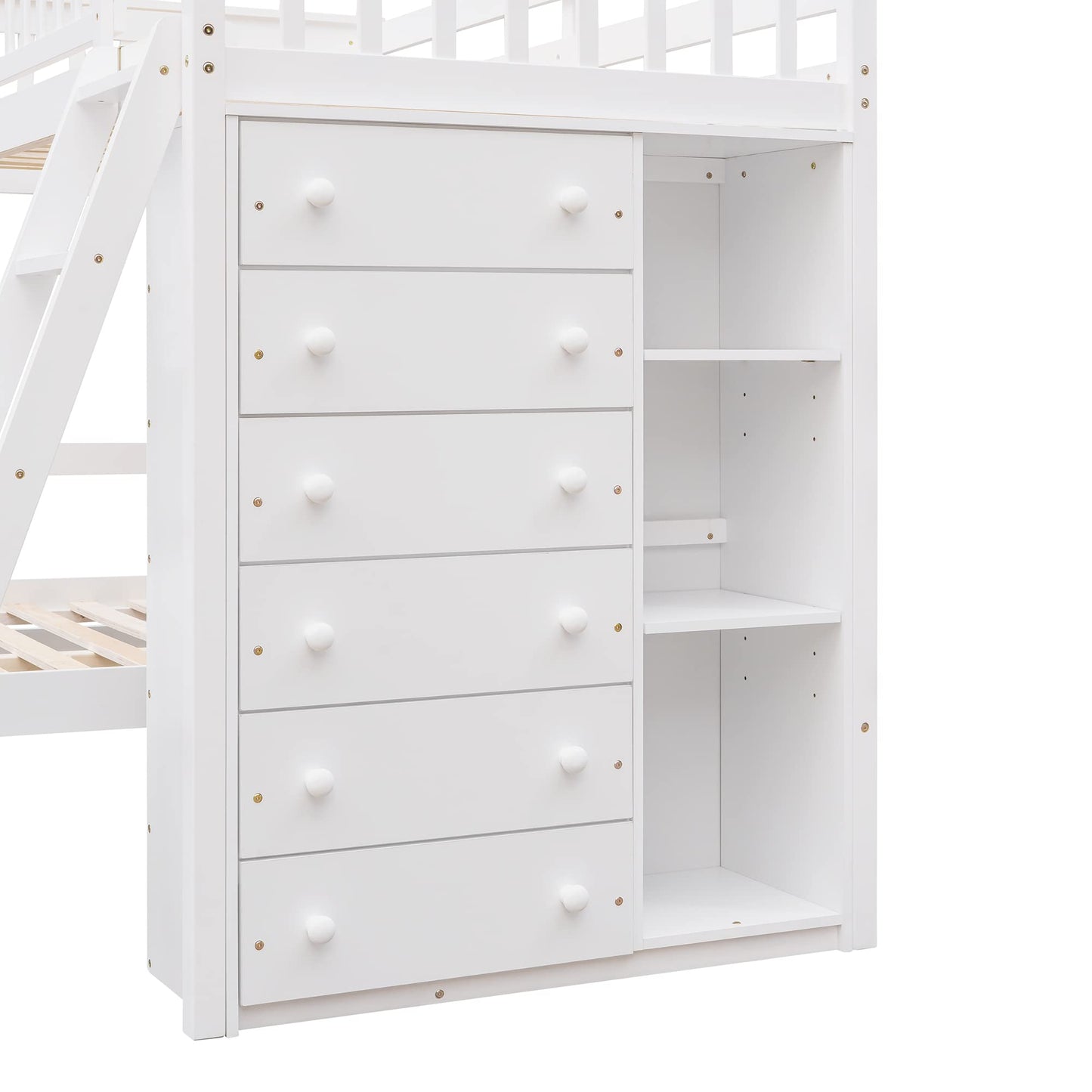 Twin Over Full Bunk Bed with Storage Drawers and Shelves by Harper & Bright Designs