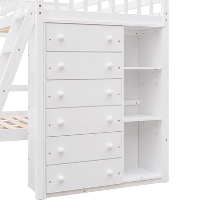 Twin Over Full Bunk Bed with Storage Drawers and Shelves by Harper & Bright Designs