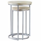 FirsTime & Co. Natural and Silver Isla Nesting End Table 2-Piece Set, Side Table, Night Stand, Acacia Wood and Metal, 16 x 16 x 24 inches FirsTime & Co.
