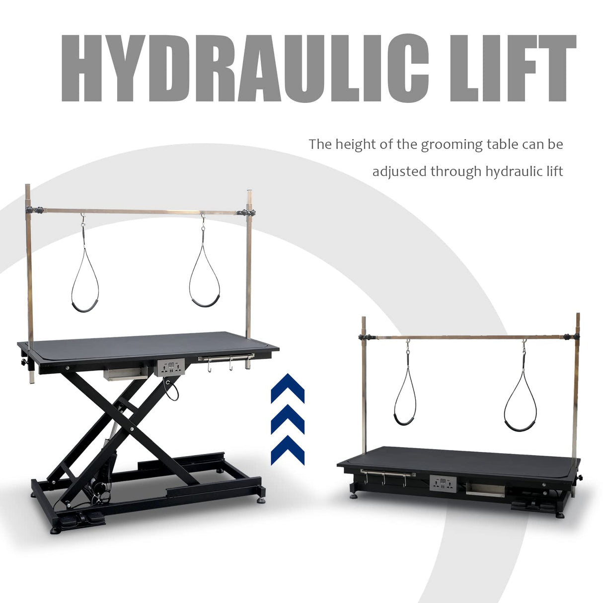 JETEAGO 49.6” Pet Dog Grooming Table Adjustable Professional Trimming Table with Arms,Noose for Large Cat Shower Table, Maximum Capacity Up to 330LBS JETEAGO