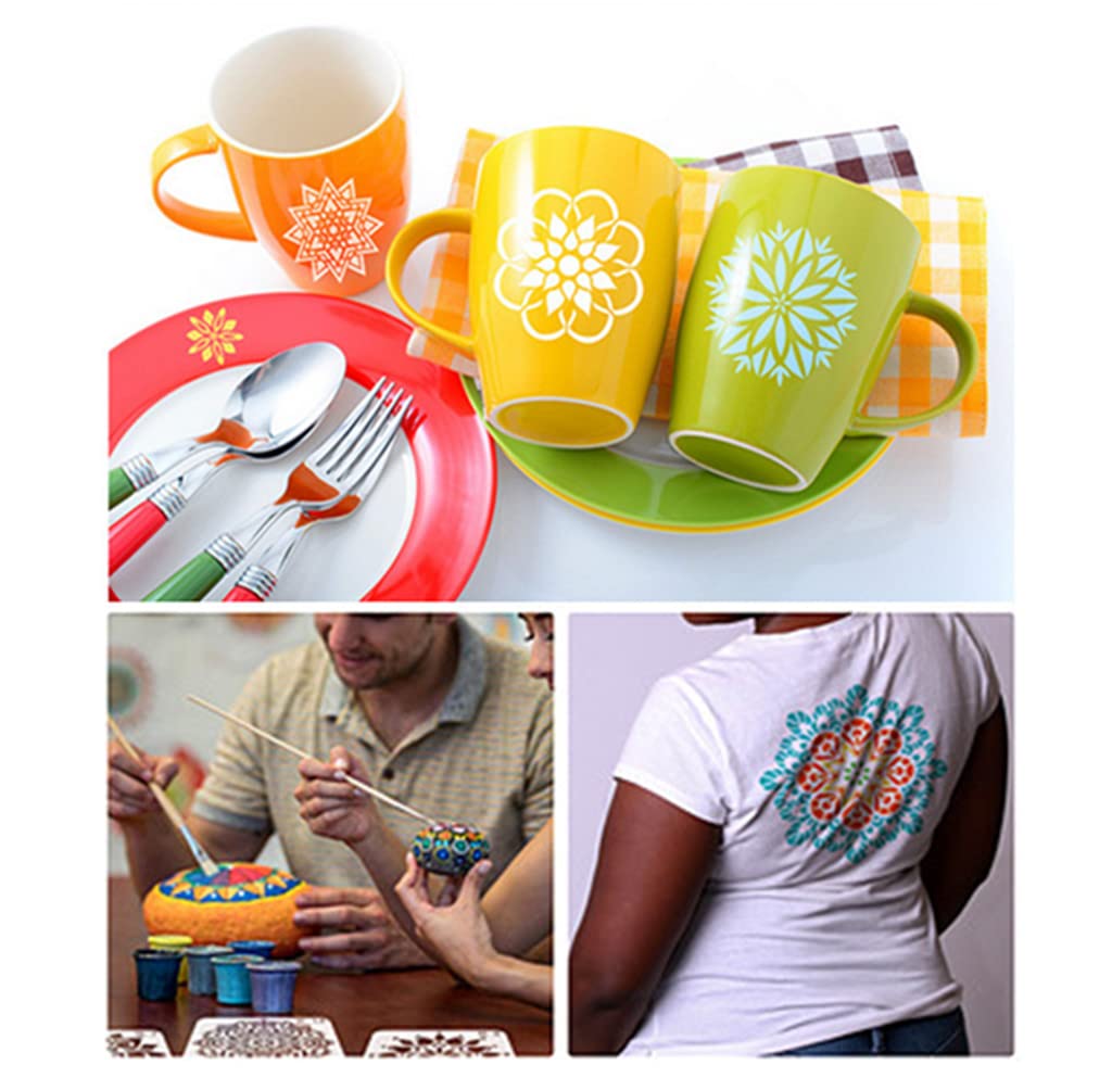 Kinteshun Mandala Painting Stencil Reusable Laser Cut Rock Painting Drawing Template Floor Wall Tile Fabric Furniture Stencils DIY Kit for Decoration (Small Size,5X5") Kinteshun