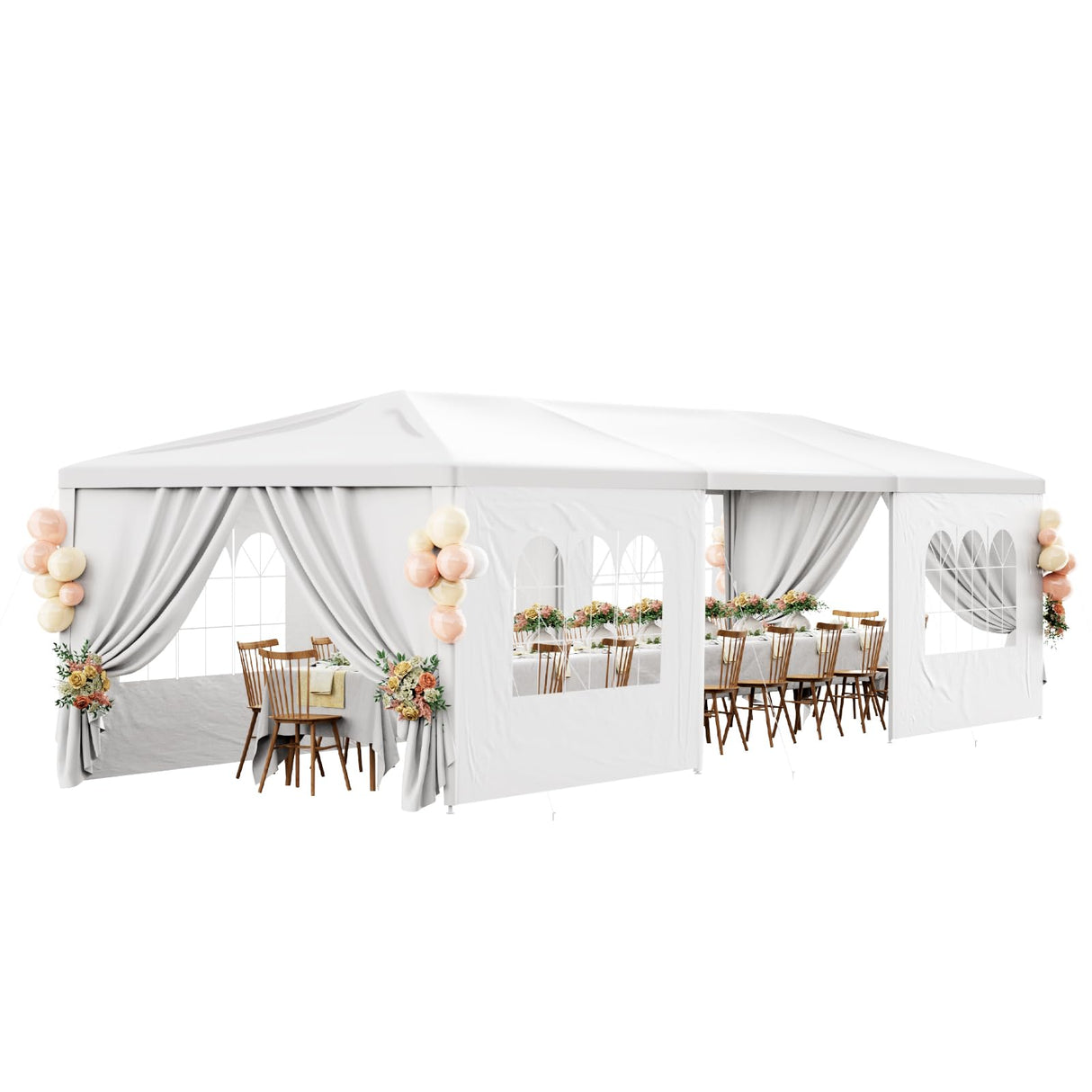 10x30 Outdoor Party Tent White Tents for Parties Heavy Duty Canopy Tent Patio Gazebo Shelter with 7 Removable Sidewalls Wedding BBQ Events Tent for Birthday Graduation Backyard Garden susici