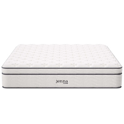 Modway Jenna 14” Innerspring and Memory Foam California King Mattress With Individually Encased Coils, White