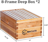 BeeCastle 8 Frame Langstroth Bee Hive Coated with 100% Beeswax Includes Beehive Frames and Waxed Foundations (2 Deep Boxes & 2 Medium Boxes) BeeCastle