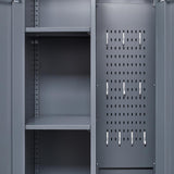 NICEGDLT Broom Closet, Broom Closet Storage Cabinets with Lock, 65" Metal Garage Organization Cabinet, Cleaning Supply Utility Storage Cabinet with Pegboard & Shelves for Laundry Room,Workshop NICEGDLT