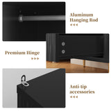 HLR Armoire Wardrobe Closet with Drawers, 72" Tall Modern Bedroom Armoire with Hanging Rod, Large freestanding Wooden Wardrobe Cabinet for Bedroom, Cloak Room (Black) HLR