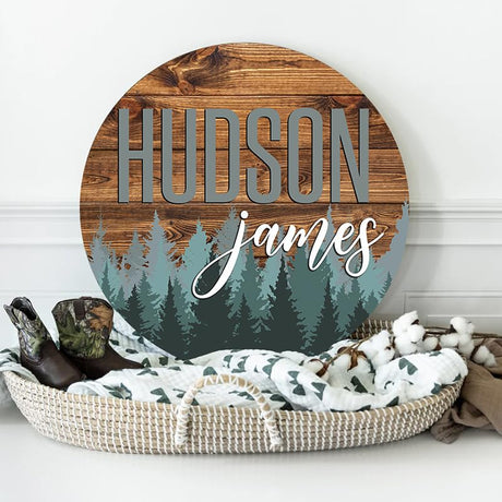 Personalized Wooden Name Sign, Round 3D Nursery Name Sign, Baby Name Sign, Wooden name signs for nursery, Woodland Forest nursery decor, Baby Shower, IZI POD