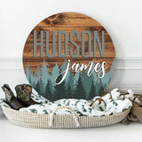 Personalized Wooden Name Sign, Round 3D Nursery Name Sign, Baby Name Sign, Wooden name signs for nursery, Woodland Forest nursery decor, Baby Shower, IZI POD