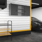 JZD Metal Wall Storage Cabinet with 2 Lockable Doors, for Home Office Garage Basement, Black & Grey, 47.2"x7.9"x23.6 JZD