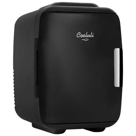 Cooluli Mini Fridge for Bedroom - Car, Office Desk & Dorm Room - Portable 4L/6 Can Electric Plug In Cooler & Warmer for Food, Drinks, Skincare Beauty & Makeup - 12v AC/DC & Exclusive USB Option, Black Cooluli