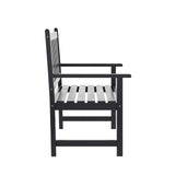 Flash Furniture Adele Commercial Indoor/Outdoor Acacia Wood Bench, 2-Person Slatted Patio Loveseat, for Use in Yard, Garden, Porch, or Park, Black Flash Furniture