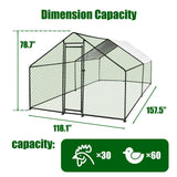 Large Metal Chicken Coop with Run, Walkin Poultry Cage for Outdoor and Yard Farm Use, Waterproof Cover, Duck Rabbit Cat House Chicken Run Pen (13.1'L x 9.8'W x 6.6'H) FNRKUF