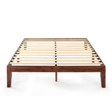 Mellow Naturalista Classic - 12 Inch Solid Wood Platform Bed with Wooden Slats, No Box Spring Needed, Easy Assembly, Queen, Espresso Mellow