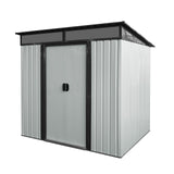 6X5 FT Outdoor Storage Shed, Waterproof Metal Garden Sheds with Lockable Door, Steel Tool Storage Buildings Shed & Outdoor Storage House for Garden, Backyard, Patio, Lawn, Trash Cans(White + Black) ANTSKU