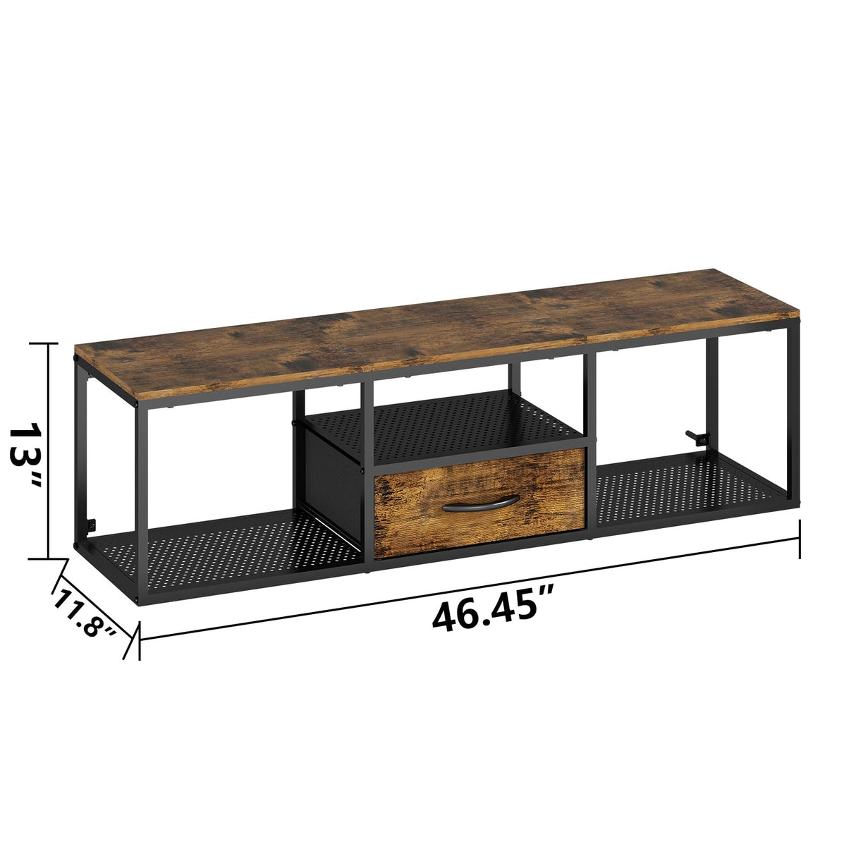 Wisdom Star Floating Wall TV Stand, TV Shelf with Storage Cabinet, Wall Mounted TV Cabinet Entertainment Television Center for TV up to 50 inch, for Living Room, Bedroom, Metal Wisdom Star