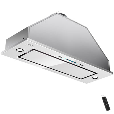 IKTCH New 36" Range Hood Insert, 900 CFM Ducted/Ductless Range Hood with 4 Speed Fan, White Stainless Steel & Tempered Glass Range Hood 36 inch with Gesture Sensing&Touch Control Making life Smarter