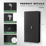 Greenvelly Metal Storage Cabinet with Lock,71" Steel Garage Storage Cabinet with 2 Doors and 4 Adjustable Shelves,Lockable File Cabinet, Metal Tool Cabinets for Office,Home,Garage,Gym,School (Black) Greenvelly